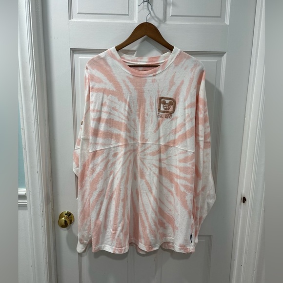 Walt Disney World Tie Dye Spirit Jersey Size XL Pink/White/Rose Gold Glitter EUC - Picture 7 of 7